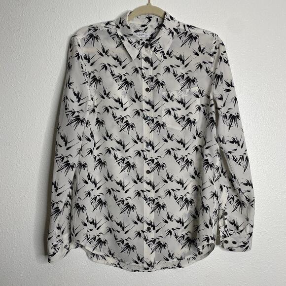 Equipment Tops - Equipment 100% Silk Black‎ Ivory Print Blouse Top Size XS